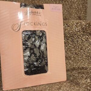 Vintage Frederick's Of Hollywood Black Rose Lace Stockings One